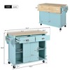 Drop-Leaf Countertop Kitchen Island, Kitchen Cart with Concealed Sliding Barn Door, Adjustable Shelf, 4 Wheels and 2 Drawers-ModernLuxe - 3 of 4