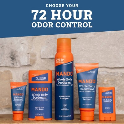 Mando Whole Body Men's Invisible Cream Deodorant Pro-Sport - Trial Size - Aluminum-Free 0.5oz: Non-Toxic, Vegan, Citrus Scent