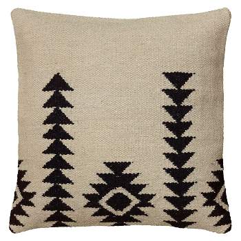 18"x18" Textured Southwestern Square Throw Pillow Ivory/Black - Rizzy Home