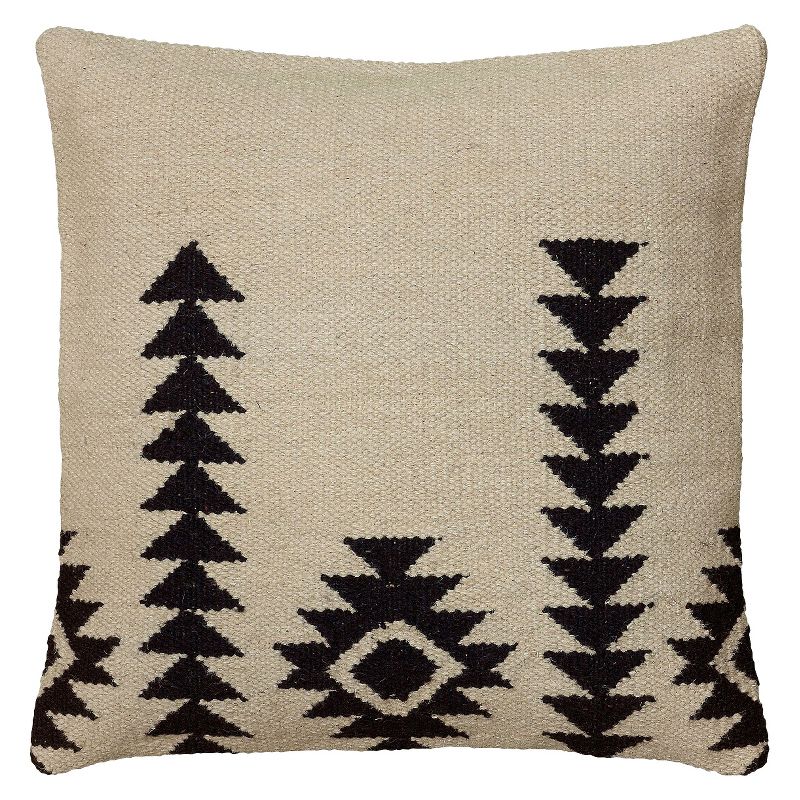 18&#34;x18&#34; Textured Southwestern Square Throw Pillow Ivory/Black - Rizzy Home, 1 of 8