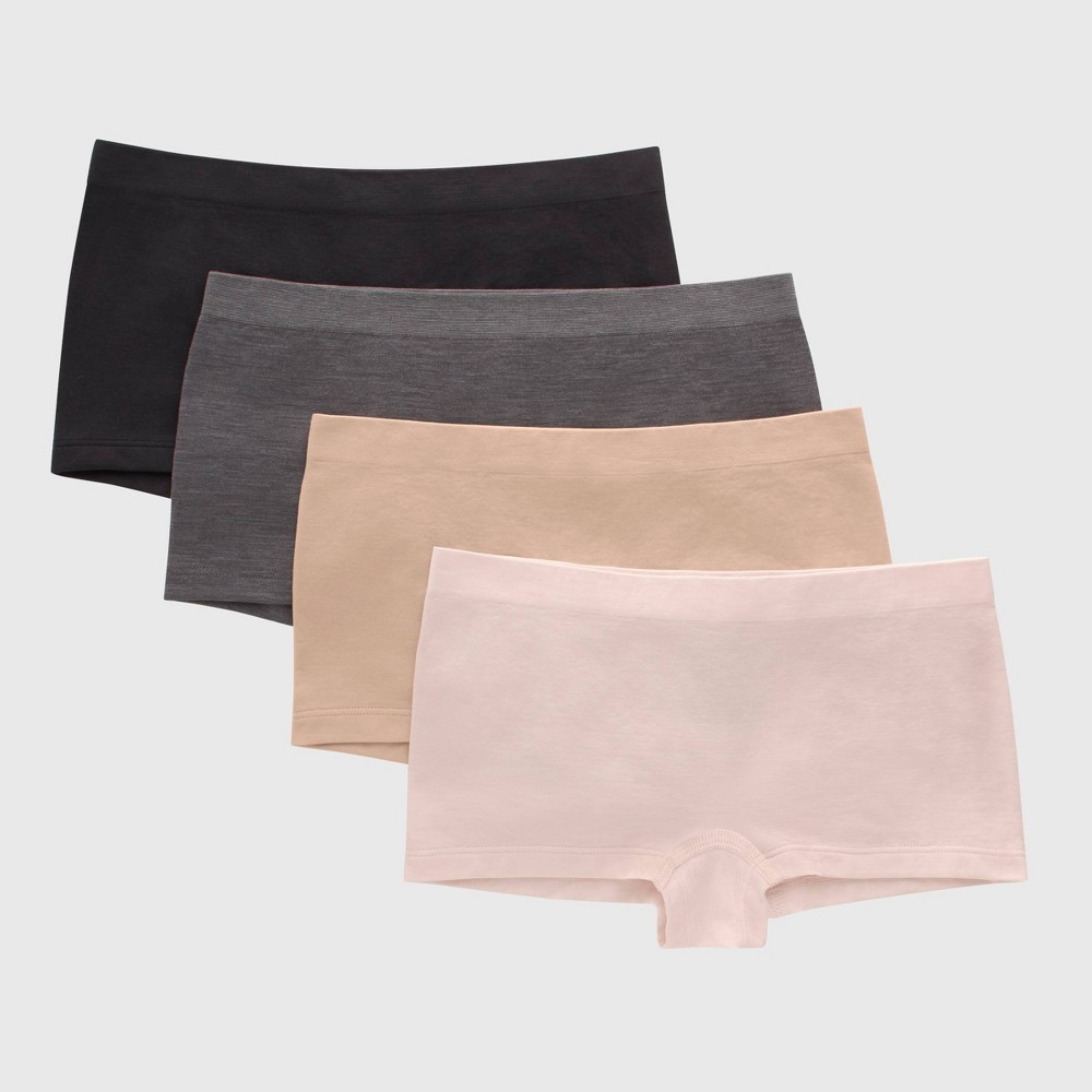 Hanes Girls’ Tween Underwear Seamless Boyshort Pack  Neutrals  4-Pack