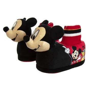Disney Mickey Mouse 3D slippers - House Shoes Plush Lightweight Warm indoor Comfort Soft Aline - Red/Black 3D (size 5-12 Toddler - Little Kid)