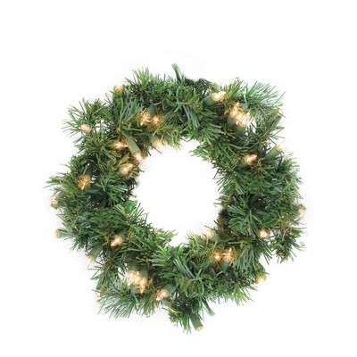 Allstate Floral 10" Pre-Lit Deluxe Windsor Pine Artificial Christmas Wreath - Clear Lights