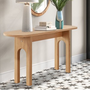 60" Modern Console Table Oval Console Table With Solid Wood Arched Legs Narrow Entryway Table-Tanpinhause - 1 of 4