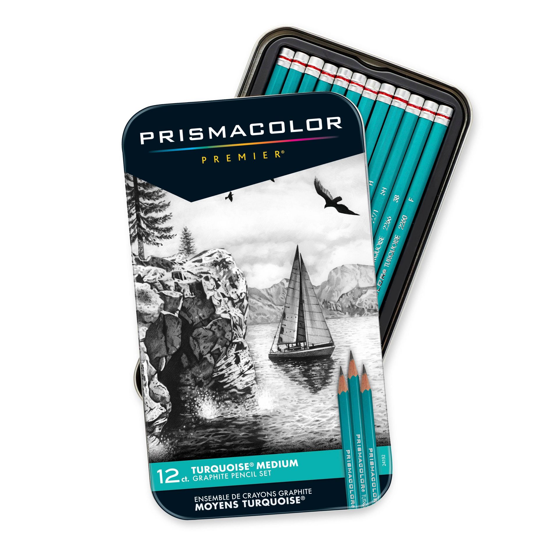 Prismacolor 12ct Turquoise Pencil Sketch Set: Multicolor Drawing Pencils Kit, Lead-Free, Ages 12+