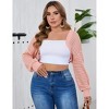 Plus Size Mesh Crop Cardigans for Women Long Sleeve Open Front See Through Sheer Bolero Shrug Top - 3 of 4