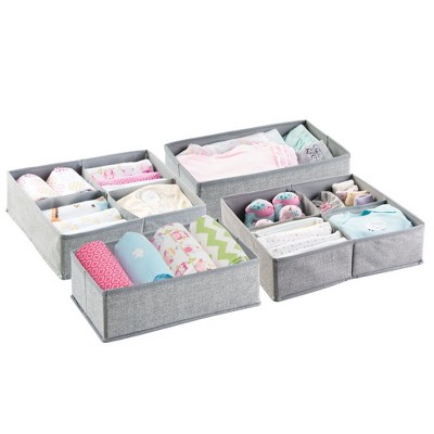 Image of mDesign Kids Fabric Dresser Drawer and Closet Storage Organizer Bins, 4 Piece Set - Gray
