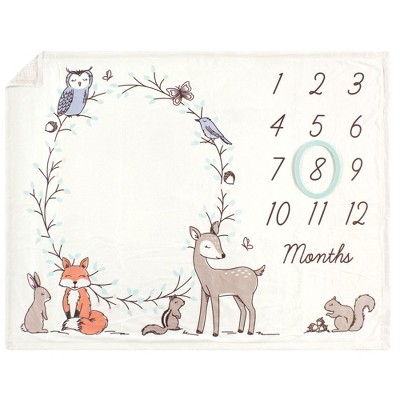 Hudson Baby Infant Boy Plush Holiday and Milestone Blanket, Enchanted Forest, One Size