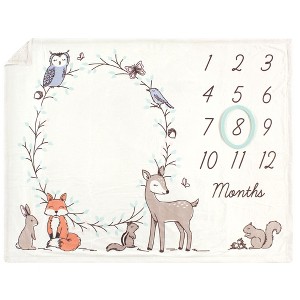 Hudson Baby Infant Boy Plush Holiday and Milestone Blanket, Enchanted Forest, One Size - 1 of 2