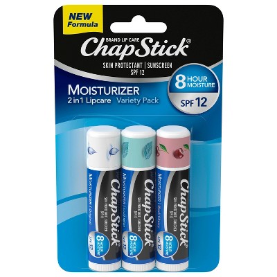Chapstick Moisturizer Lip Balm Variety Pack SPF 12 - 3ct