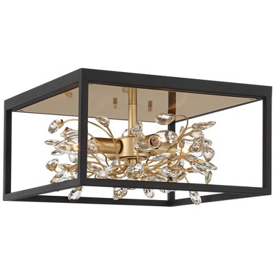 17" Gold and Crystal Modern Flush Mount Ceiling Light