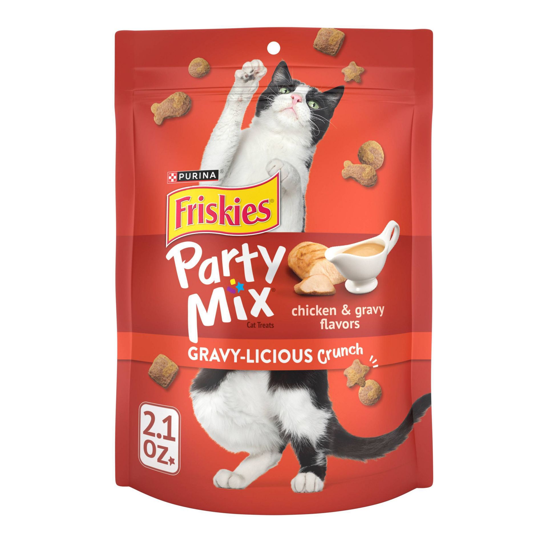 Purina Friskies Party Mix Chicken Gravy-Licious Crunch Crunchy  Cat Treats