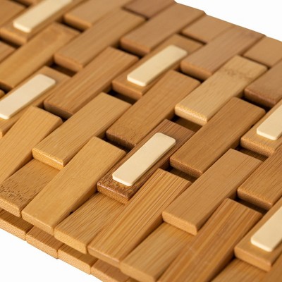 Medium Natural Bamboo Foldable Non-Slip Bath Mat