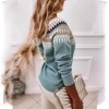 Coolmee Womens Sweater Casual Midweight Vintage Fair Isle Sweater Raglan Sleeve Crew Neck Knitted Pullover Comfy Warm Winter Tops - 2 of 3