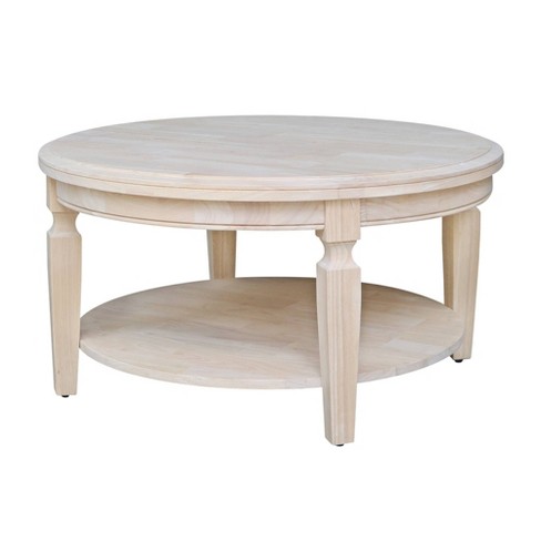 Round coffee table white deals and wood