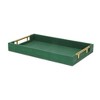 HomeRoots 16" Green Wood Wood Faux Shagreen Serving Tray With Handles - 4 of 4