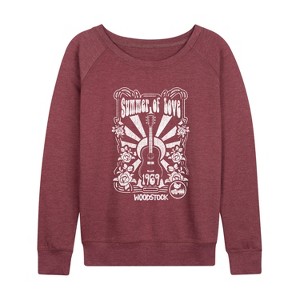 Women's - Woodstock - Summer Of Love Lightweight French Terry Wide Neck Long Sleeve Graphic Shirt - 1 of 4