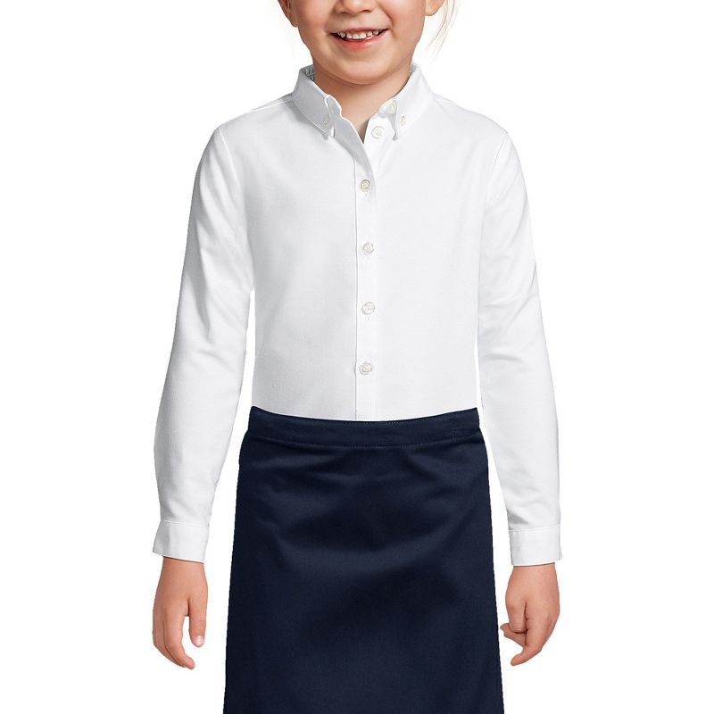 Lands' End School Uniform Kids Long Sleeve Oxford Dress Shirt, 3 of 4