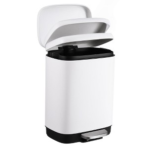 EcoSummer 3.2 Gal Stainless Steel Step-On Trash Can with Soft-Close Lid, Fingerprint-Resistant Rectangular Bin. - 1 of 4