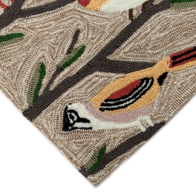 Handmade Tufted Rectangular Black Bird Design Rug