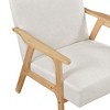 Fabric Upholstery Solid Rubberwood Contemporary Wood-Arm Accent Chair with Dacron Foam Seat, Attached Cushions and Natural Finish Frame - 4 of 4