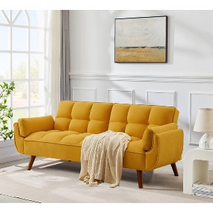 Sapphtopaz 75" Velvet Couch for Living Room, Adjustable Backrest Loveseat Sofa, Soft Upholstered Wood Frame Furniture for Small Spaces - 1 of 4