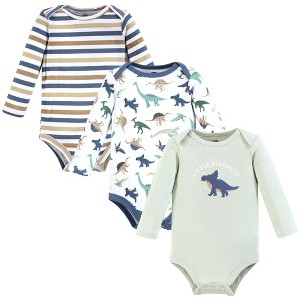 Hudson Baby Infant Boy Cotton Long-Sleeve Bodysuits, Dino Friends - 1 of 4