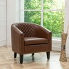 KINWELL PU Leather Tufted Barrel Chair Club Armchair with Nailheads - 3 of 4