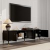 Famapy Black TV Stand with Geometric Pattern Doors - Gold Accents, Modern Media Console - 2 of 4