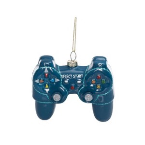 Transpac Glass 4.13 in. Blue Holiday Hobby Gamer Ornament - 1 of 2