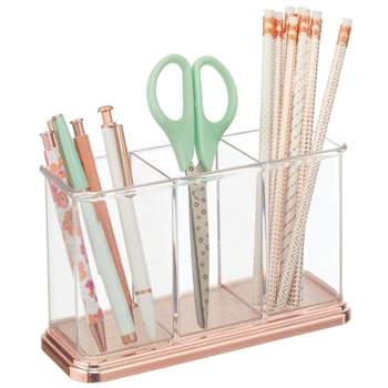 mDesign Plastic Organizer Cup Holder for Home Office Storage - Clear/Rose Gold