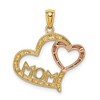 Black Bow Jewelry 14k Two Tone Gold and White Rhodium Mom and Heart Pendant, 20mm - 3 of 4