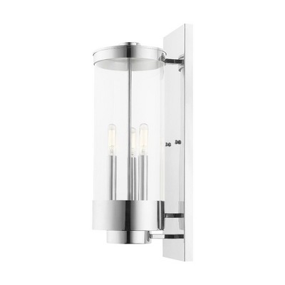 Polished Chrome 3-Light Lantern Sconce with Clear Glass