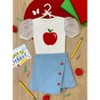 Smartest Apple Puff Sleeve Top and Skort Set Mia Belle Girls - 3 of 4