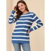 INSPIRE CHIC Women's Long Sleeves Drop Shoulder Loose Striped Sweater - 3 of 4