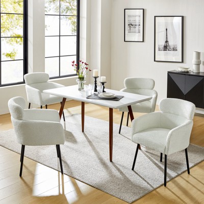 Curt Boucle Elevated Backrest Dining Chair with Metal Legs Set of 4 | Artful Living Design