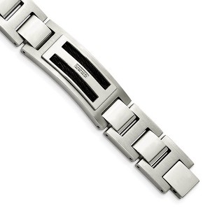 Black Bow Jewelry Men's 14mm Two Tone Stainless Steel & Diamond Link Bracelet, 8.75 Inch - 1 of 4