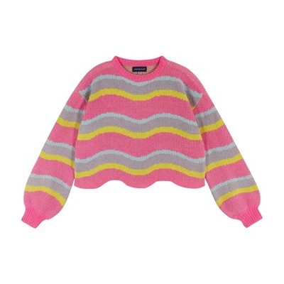 Andy & Evan  Kids  Girls Flower Faux Shearling Sweater