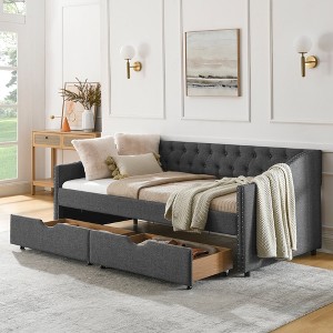 Twin Size Upholstered Daybed with Drawers for Bedroom, Apartment, or Guest Room - 1 of 4