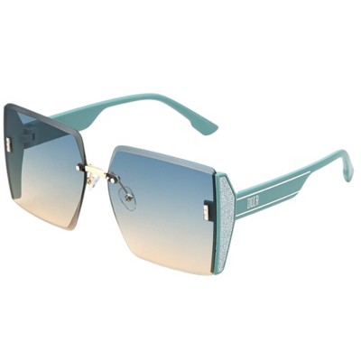 Anna-Kaci Oversized Square Shield Sunglasses with Rimless Lens Design and Wide Temples