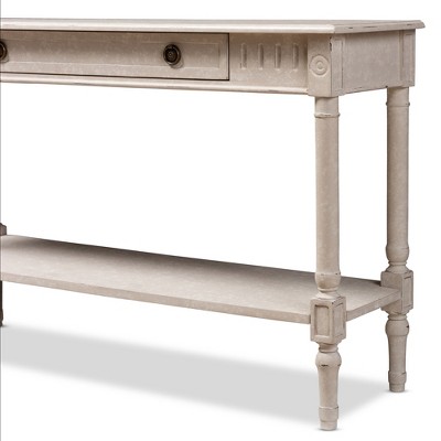 Ariella Country Cottage Whitewashed Console Table with Drawer