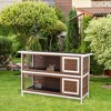 SKYONE 2-in-1 Brown Wooden Rabbit Hutch with Asphalt Roof, Dividers, 4 Doors & Pull-Out Trays for - 2 of 4