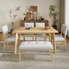 Modern Rectangular Dining Table for 6,Retro Wood Kitchen Table with Rubberwood Legs for Dining Room-Maison Boucle - 3 of 4