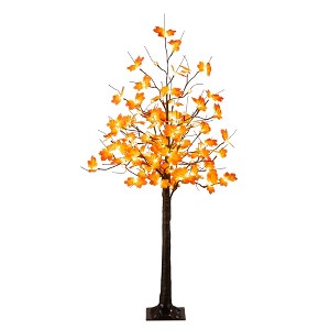 Nearly Natural 5-ft Pre-Lit Minimalist Autumn Maple Artificial Fall Tree with 96 LED Warm White & Orange Pumpkin Shaped Lights - 1 of 1