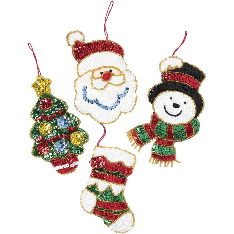 Bucilla Felt Ornaments Applique Kit Set Of 4-Glitz Santa, 2 of 4