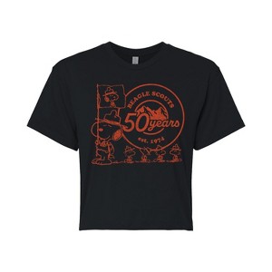 Women's - Peanuts - Snoopy Flag Logo Cropped Graphic T-Shirt - 1 of 4