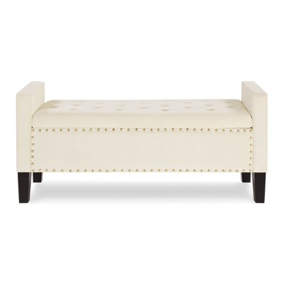 NicBex Modern 48" Storage Bench Velvet Accent Stools with Nailhead Trims and Armrests for Bedroom and Entryway