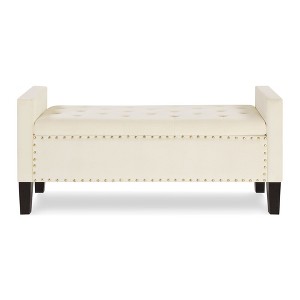 NicBex Modern 48" Storage Bench Velvet Accent Stools with Nailhead Trims and Armrests for Bedroom and Entryway - 1 of 4
