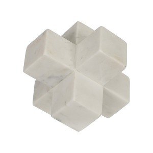 Sagebrook Home 7" Decorative Sculpture - Contemporary Abstract Marble Jack Statue - White Marble Decorative Accent for Home, Office, Gift Bathroom, - 1 of 4