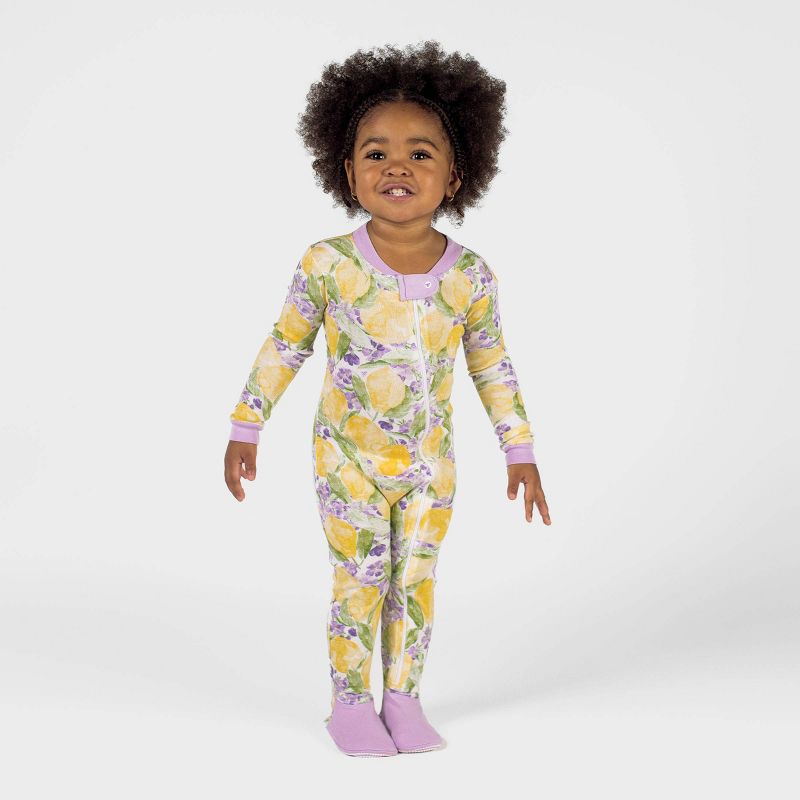 Burt&#39;s Bees Baby&#174; Baby Girls&#39; Floral Snug Fit Footed Pajama - Purple, 4 of 6